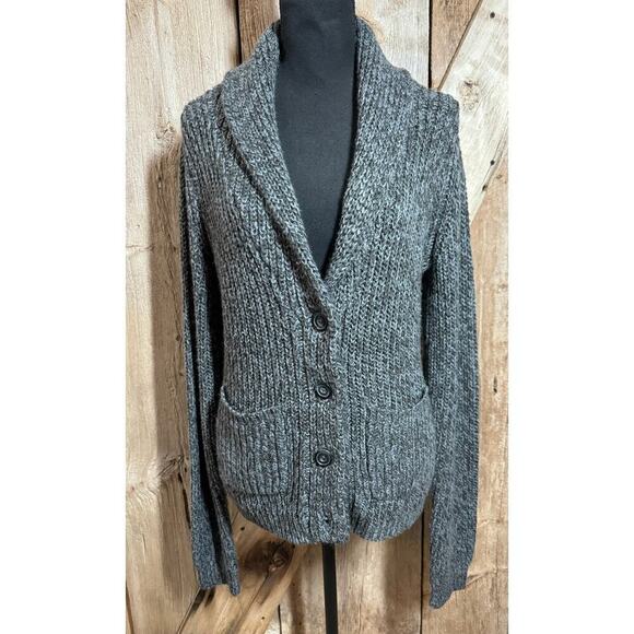 Decree Women's Size XL Black Heavy Knit Button Up Cardigan Sweater Long Sleeve - Picture 1 of 9